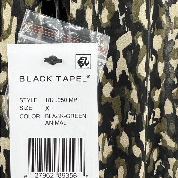 BLACK TAPE Womens Black Sheer Printed Long Sleeve Collared Evening Blouse Size X - Picture 6 of 10